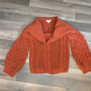 Umgee Women's Cowl Neck Sweater in Rust